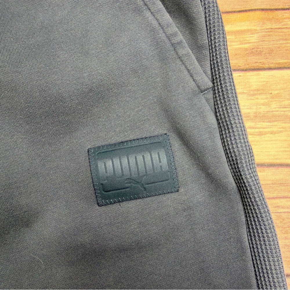 Puma Men's Dark Gray Fleece Joggers with Side Rib Panels - Picture 2 of 7